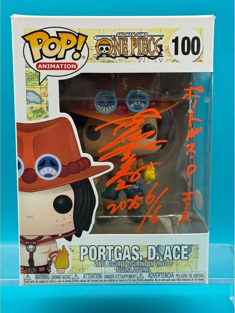 Toshio Furukawa Japanese JVA signed Portgas D. Ace One Piece funko with JSA COA